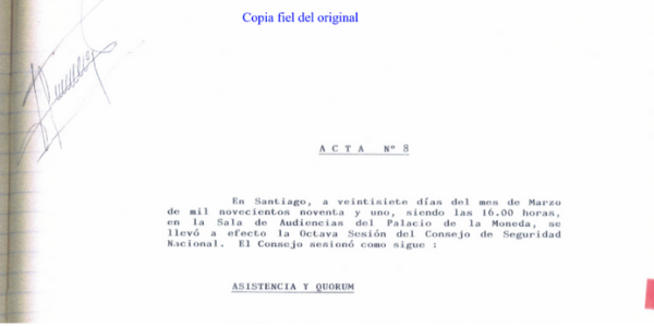 <h1 class="blogtitle">ACTA N°8 CONSEJO DE SEGURIDAD NACIONAL, 27 DE MARZO DE 1991</h1>